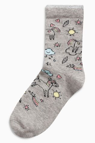 Multi Unicorn Socks Five Pack (Older Girls)